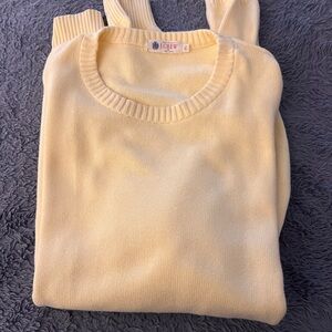 J. Crew Yellow Crewneck Sweater with Ribbed Details